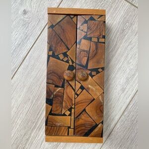 Pressed Inlay Olive Wood Ark Aron Kodesh With Torah Wood Spindles Israel Judaica